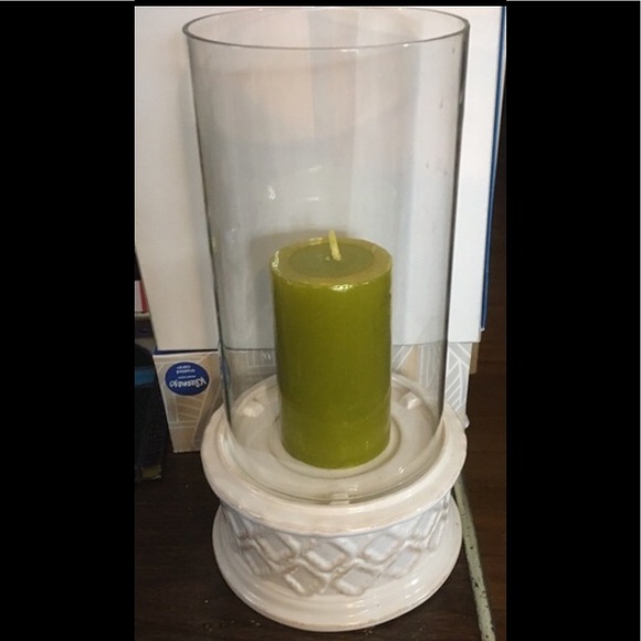 Party Lite Candle Holder w/ Hurricane Glass Excellent Condition Beautiful - Picture 2 of 8